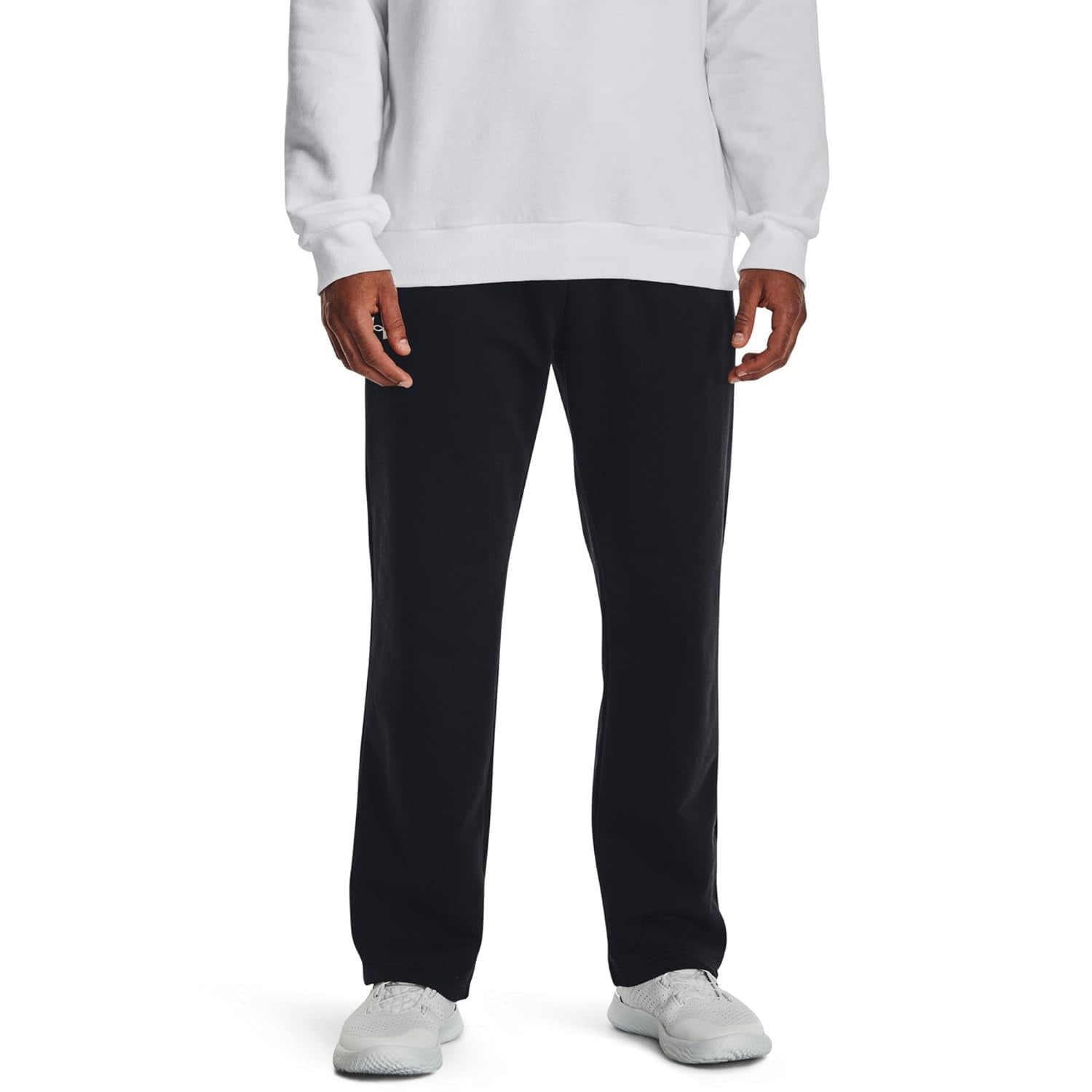 Pantalones Under Armour Rival Fleece Para Hombre, Color Negro/blanco, Talla M