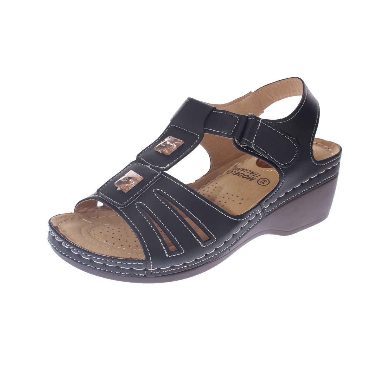 Vía Franca - Sandalia Confort Negro Modelo Italiano