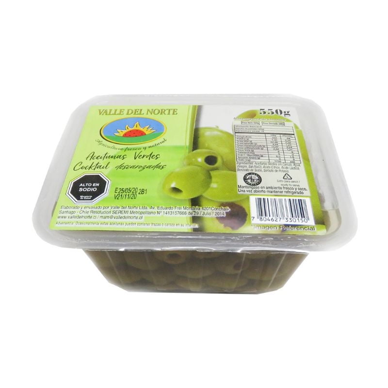 Aceituna Verde Deshuesada 550 g Valle del Norte