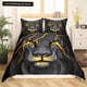 thumbnail image 1 of Lion Duvet Cover Animal Bedding Set Lightning Golden Lion Quilt Cover Grey Black Gold Polyester Quilt Cover Bed Sheets, 1 of 5