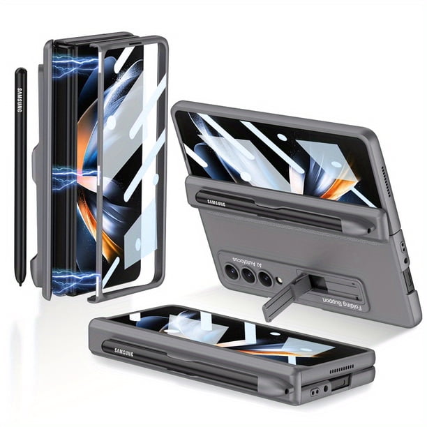 For Samsung FOLD4 5G Mobile Phone Case W23 Protective Case Folding Screen Full-package Anti-fall With Bracket With Pen Slot Case Film Integrated Lens Protection Matte Hard Case