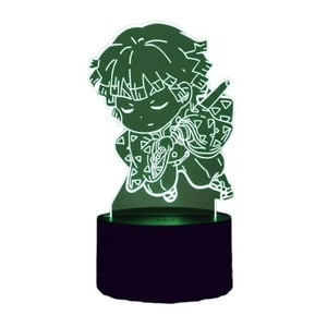 Lelumania - Lampara Ilusion 3D Demon Slayer Zenitsu De 7 Colores, Base Touch