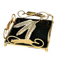 Magideal - Bandeja De Fruta De Metal, Platos De Fruta, Rectángulo Pulido Dorado Para Exhibición De Magdalenas, Encimera De Fiesta De Cumpleaños, Decoración Del