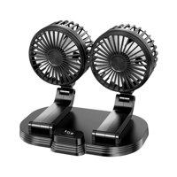 Magideal - Ventilador De Coche Ventilador De Escritorio De Viento Fuerte De Doble Cabeza Instalación Simple Ventiladores De Refrigeración Automáticos Ventilador Negro