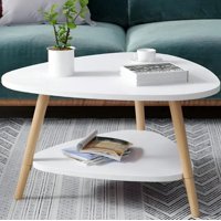 Hogarly - Mesa De Centro Triangular Blanca 60X60X42 Cm 2 Niveles