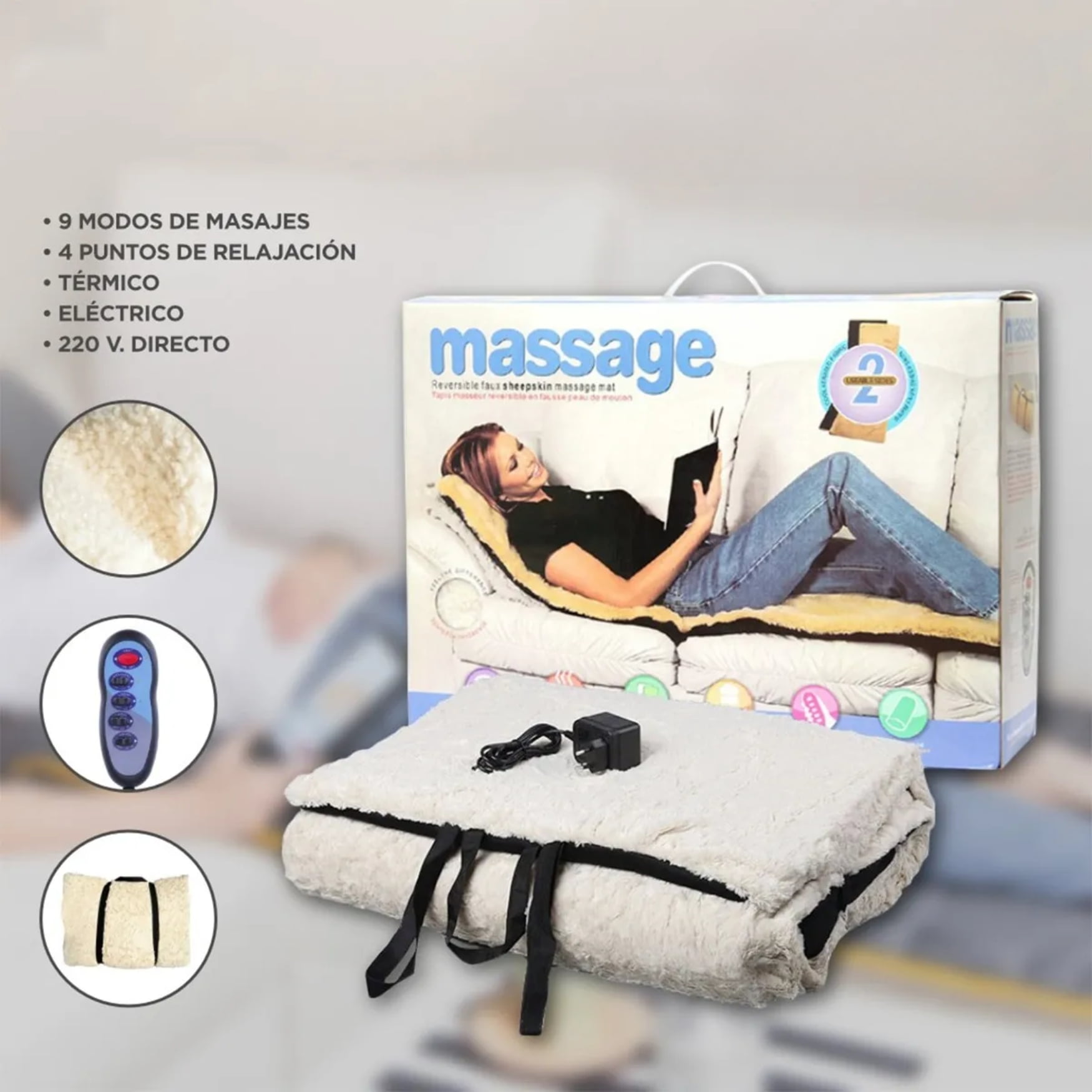 Movi - Colchoneta Multifuncional 3 En 1 (masajeadora, Calefacción, Portátil)