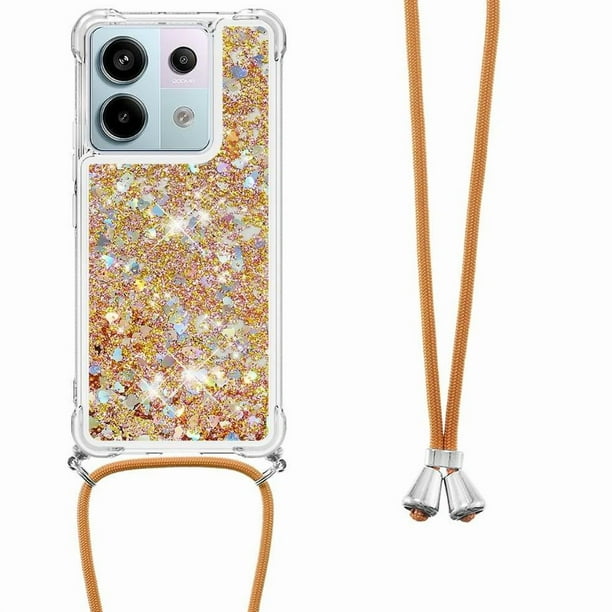 Funda FOXDOCK para Xiaomi Redmi Note 13 Pro 5G con Cuerda Ajustable, Brillo Líquido, Protección Antigolpes y Lente – Ideal para Regalo