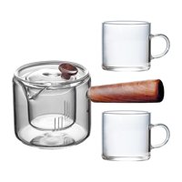 Magideal - Tetera De Vidrio De Alto Borosilicato, Tetera Con Infusor Extraíble, Tetera Floreciente, Tetera Para El Hogar, Restaurante Y Viajes , Olla Con 2 Tazas