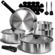 thumbnail image 1 of CAROTE Set de utensilios de cocina TriPly de acero inoxidable con mangos desmontables, 15 piezas, 1 of 3