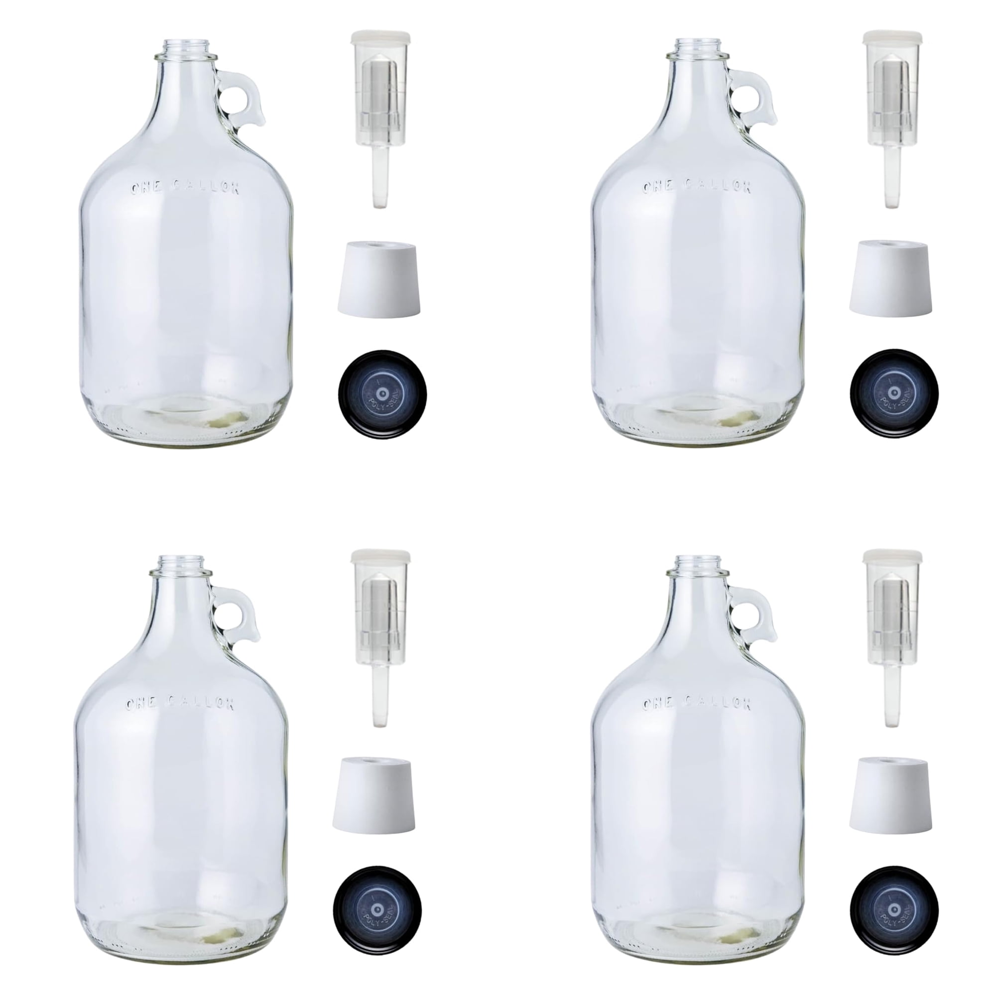 Frascos De Fermentación Fastrack De Vidrio Transparente De 1 Galón, Paquete De 4, Con Accesorios