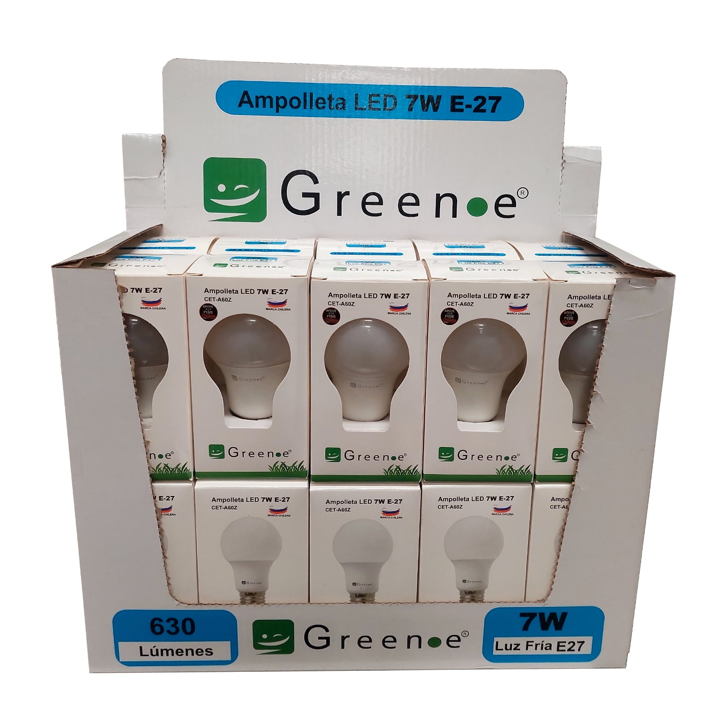 Green E - Ampolleta Led 7w / E27 Luz Fría / X20 Unidades