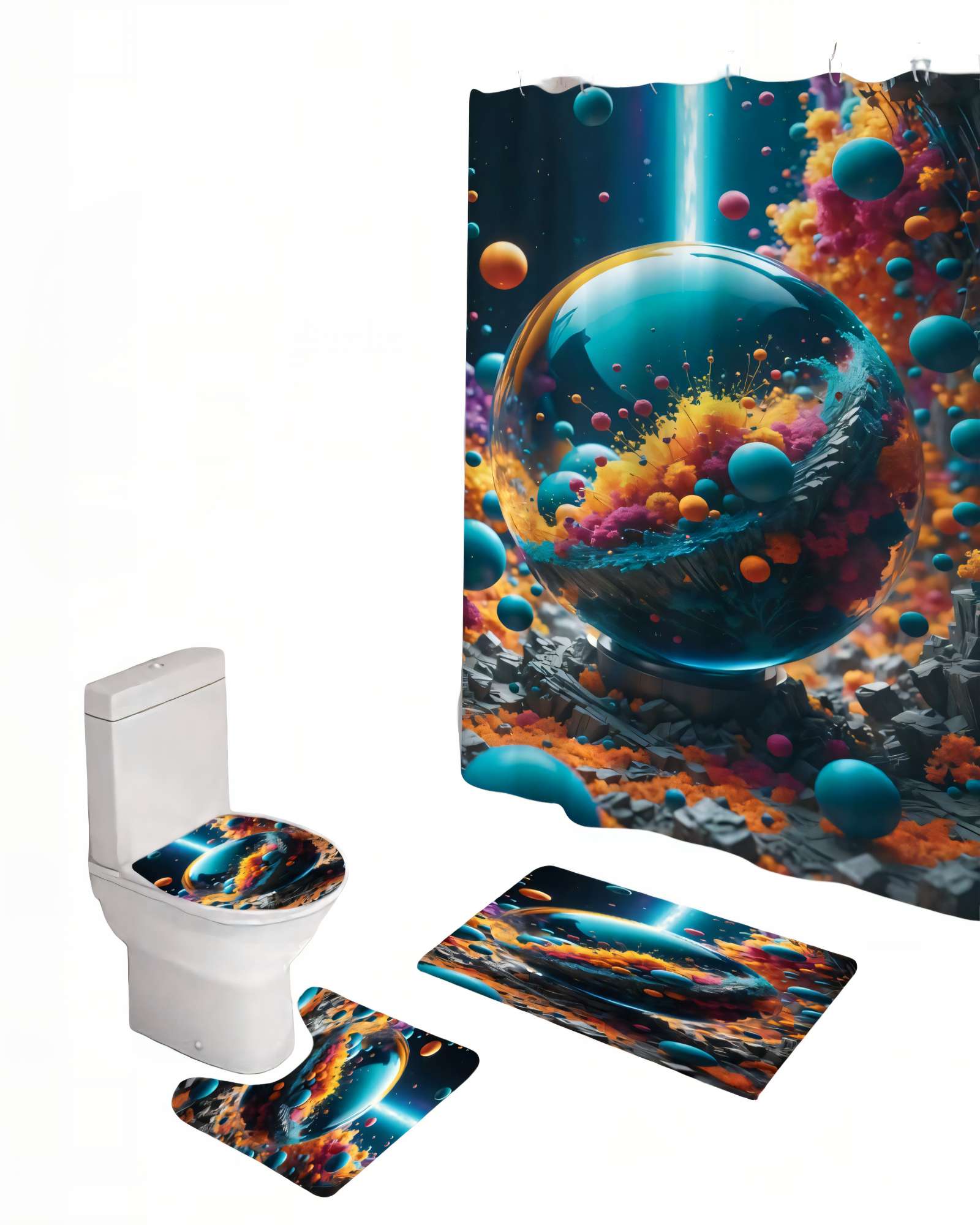 Genérico - Set De 4 Piezas Para Baño Con Estampado 23