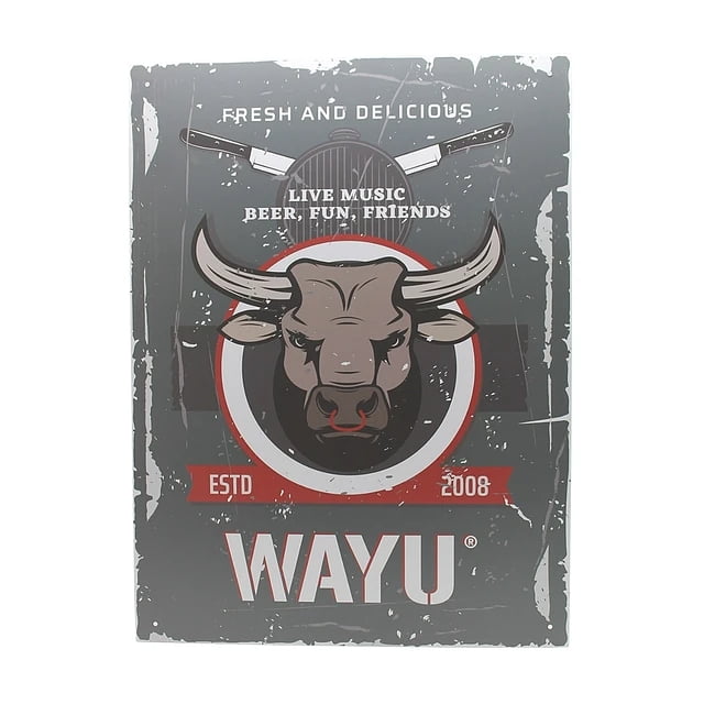 Disparo - Cuadro Bar Metálico Wayu 40x30 Toro Quincho Parrilla Bbq