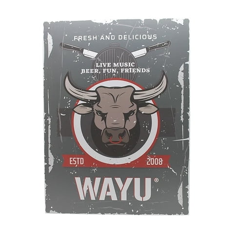 Disparo - Cuadro Bar Metálico Wayu 40X30 Toro Quincho Parrilla Bbq