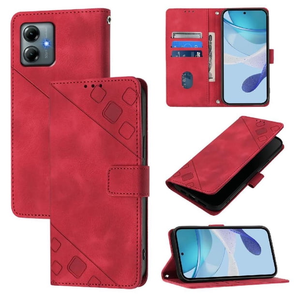 Funda Cartera para Motorola Moto G Power 2025 con Soporte y Ranuras, Resistente a Golpes y Rayones Rojo