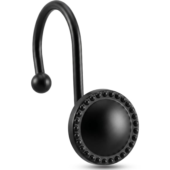 Ganchos para Cortina de Ducha PSPFTN Pack de 12 Negro Anti‑óxido