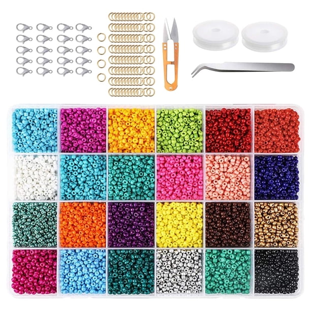 Cuentas De Semillas De Vidrio Surtidas 24 Colores Para Manualidades De Joyería 16000 Piezas 2 Mm