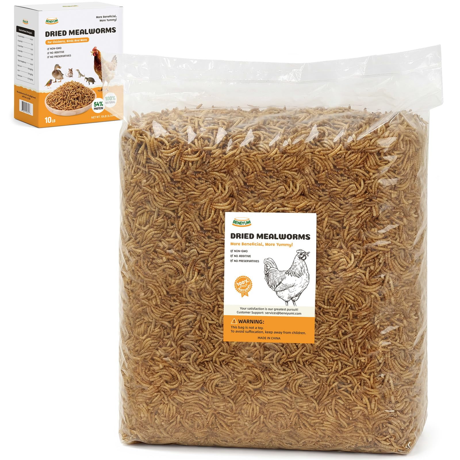 Alimento para Mascotas BENEYUMI Gusanos de Harina Secos 4.5 kg Proteína Natural