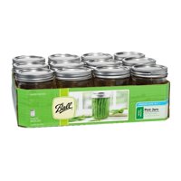 Pinta Mason Jar Ball De Boca Ancha, Vaso De 473 Ml Con Tapa, 12 Unidades