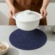 thumbnail image 4 of Juego de 4 Manteles Redondos Tejidos para Mesa de Comedor Interior Exterior Mantel de Cocina Limpieza Fácil Azul Marino 13x13 pulgadas, 4 of 5