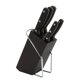 thumbnail image 1 of Set De Cuchillo 5 Piezas Con Taco Madera Acero Inoxidable Negro, 1 of 1