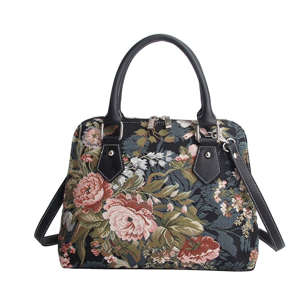 Bolso Signare Fashion, Lienzo O Tapiz, Convertible, Con Forma De Peonía Floral