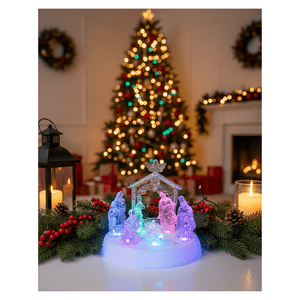 Genérico - Nacimiento Mini Pesebre Navidad Acrílico Luces Led Decoración
