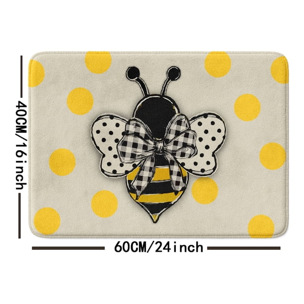 1pc Non-Slip Polka Dot Bee Bathroom Mat - Absorbent and Decorative - Perfect for Bathroom, Living Room, Bedroom, and Outdoor Use - 16x24inch/20x31inch