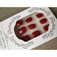 Klaia Beauty - Uñas Press-On Adhesivas Cortas Redondeada 24Pcs Postizas Reutilizable Rojo Clásico