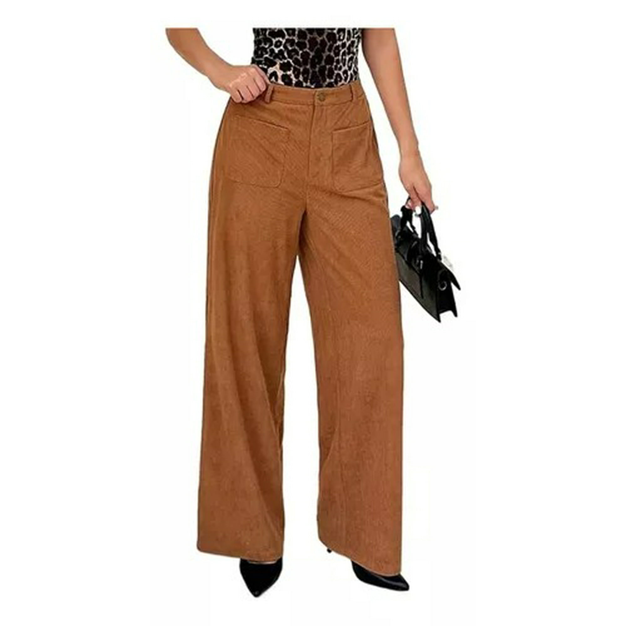 Genérica - Pack 3 Pantalón Vestir Tiro Alto,pantalones Pierna Ancha