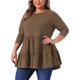 thumbnail image 4 of Agnes Orinda Ropa de Halloween para Mujer Tallas Grandes Tops Babydoll de Escuela Colegio de Manga Larga Cuello Redondo Casual Suelto Blusas Peplum Túnicas 4X Marrón Café, 4 of 6