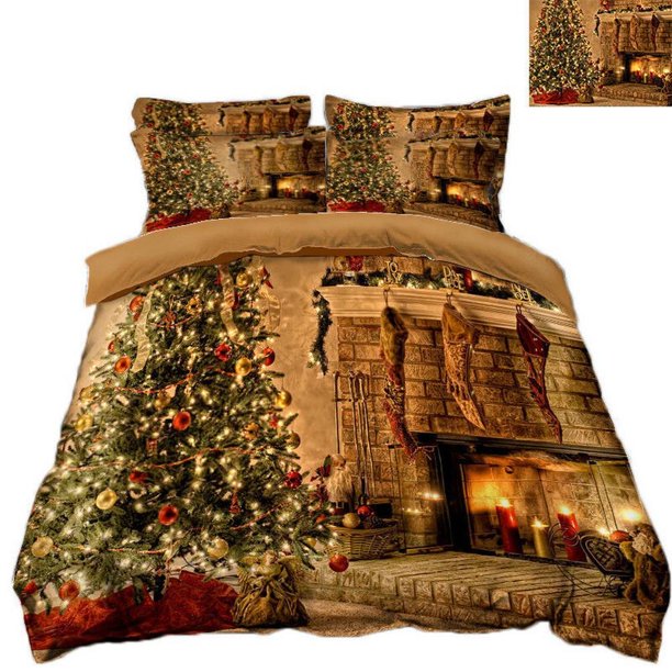 Christmas Themed Quilt Duvet Cover Set Home Textiles Children3-Piece Bedding Set