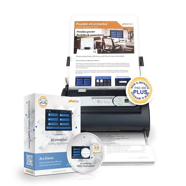 Escáner de documentos Plustek PSD300 Plus ADF con reconocimiento de códigos de barras y nube