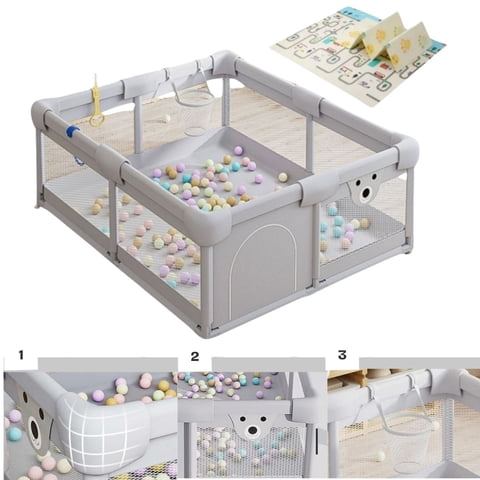 Babyluna - Corral Gimnasio De Juego Bebé Con Alfombra Y Juegos