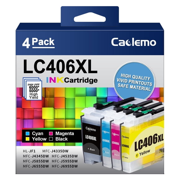 Cartuchos de tinta Caclemo LC406XL para impresora Brother (paquete de 4)