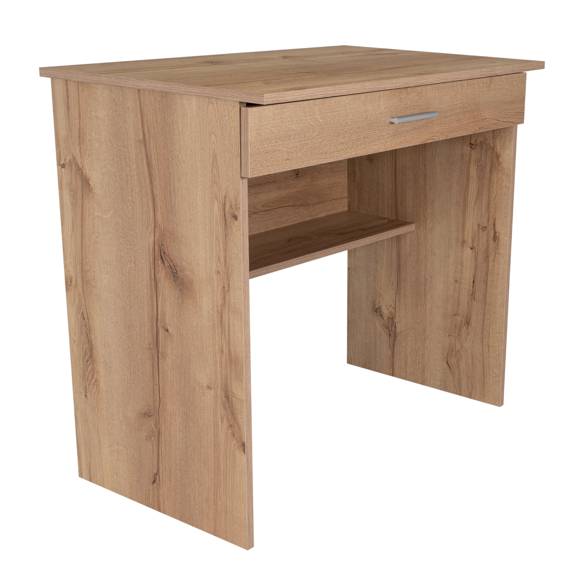 Fmfurniture - Escritorio 1 Cajon 80X73,6X49,8 Cm Café Claro - Compacto Y Funcional