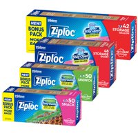 Bolsas De Almacenamiento De Alimentos Ziploc, Paquete Variado, 190 Bolsas