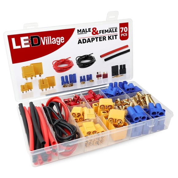 Kit de conectores y adaptadores de enchufe Ledvillage, 70 piezas, conector en T, XT60, XT90, EC3, EC5