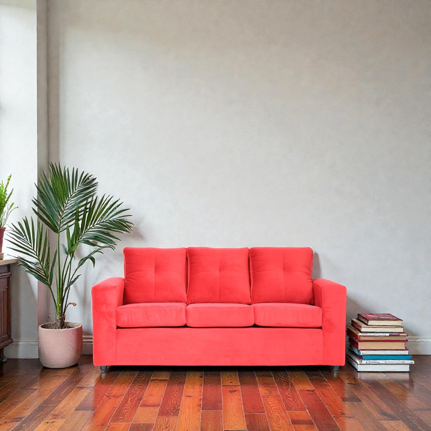 Muebles Altiro - Sofá Emanuel 3 Cuerpos - Tela Felpa Rojo