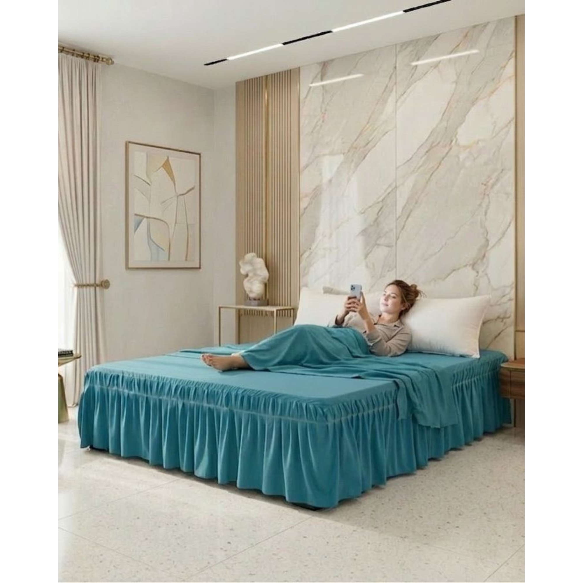 Mylhogar - Faldon De Cama Con Plisado Elegante King