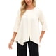 thumbnail image 1 of INSPIRE CHIC Blusas de Mujer con Parte Delantera Alta y Trasera Baja, Mangas 3/4, Cuello Redondo, Camisa Suelta Asimétrica con Botones, Blusa de Verano Túnica M Beige, 1 of 6