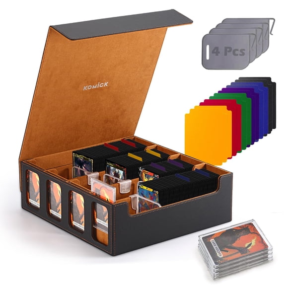 Caja de Almacenamiento para Cartas Komick 3000+ Cuero PU Negro/Oro