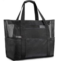 Xusx111 - Familia De Bolsa De Playa De Malla De Color Negro - Bolsa Grande Para Juguetes De La Piscina De Cruceros Esenciales De Vacaciones De Playa (60 * 17 * 34 Cm)