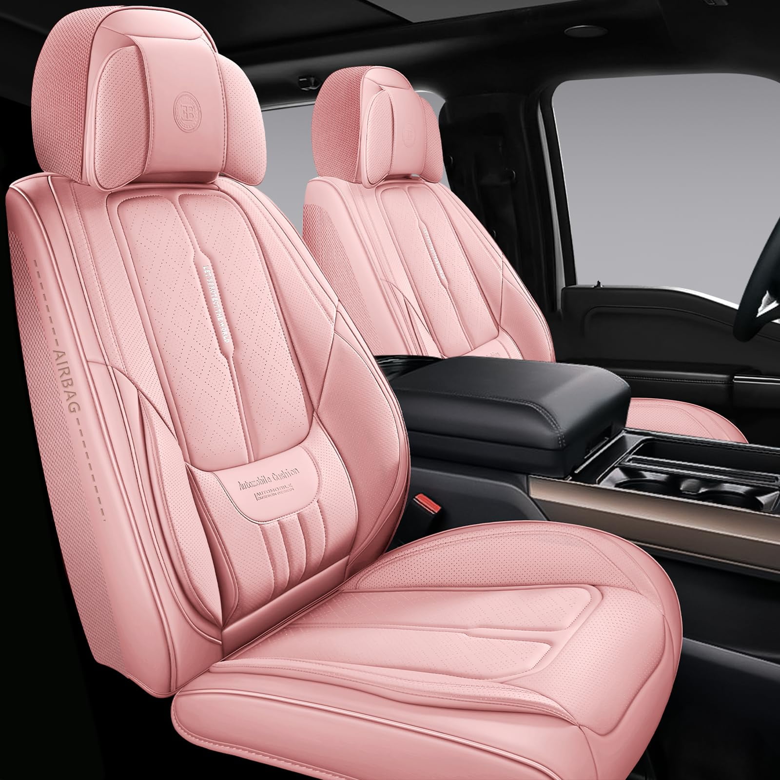 Fundas De Asiento De Coche Ns Yolo Universal De Piel Rosa, 5 Asientos