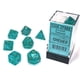 thumbnail image 1 of Juego de dados poliédricos Chessex Borealis, verde azulado/dorado con luminaria, 1 of 2