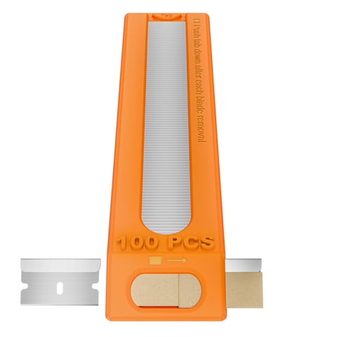 Cleanan - Paquete De 100 Cuchillas De Afeitar De Un Solo Filo Con Dispensador De Acero Al Carbono