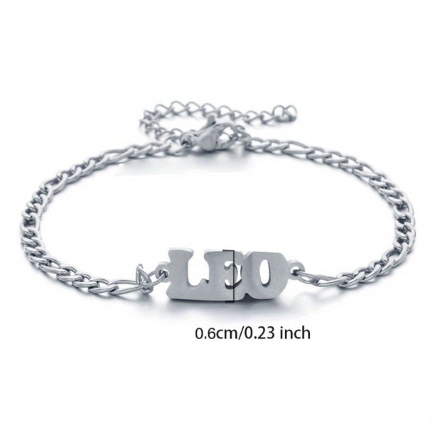 1pc Stainless Steel Fashion New Zodiac Letter Pendant Bracelet Jewelry Gift Birthday Gift