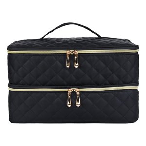 Ioensy - Bolsa De Almacenamiento De Esmalte De Uñas Caja De Soporte De Esmalte De Uñas De Doble Capa Para Maquillaje De Viaje Negro