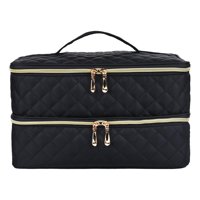 Ioensy - Bolsa De Almacenamiento De Esmalte De Uñas Caja De Soporte De Esmalte De Uñas De Doble Capa Para Maquillaje De Viaje Negro