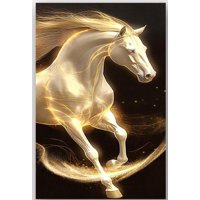 Decostilo - Cuadro Colgante Caballo Dorado Con Cristales 80X140Cm